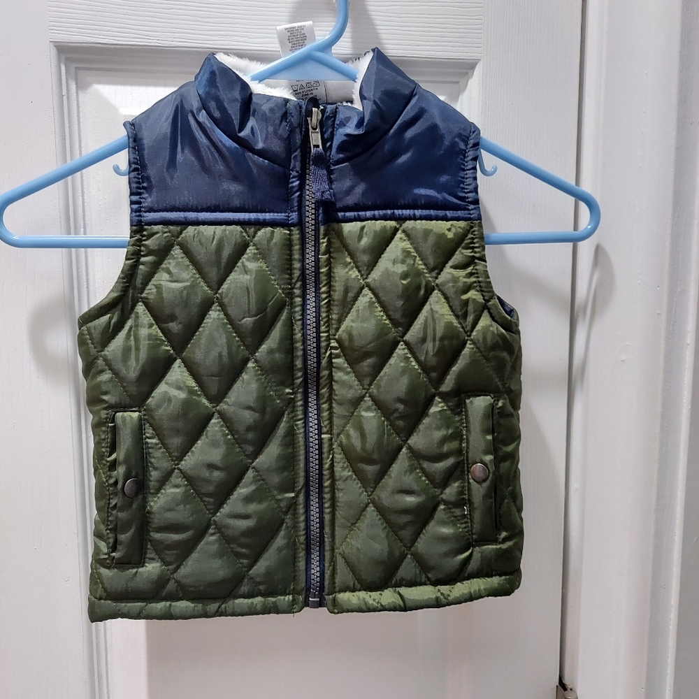 Little Lad green Navy Zipper Vest Size 2t